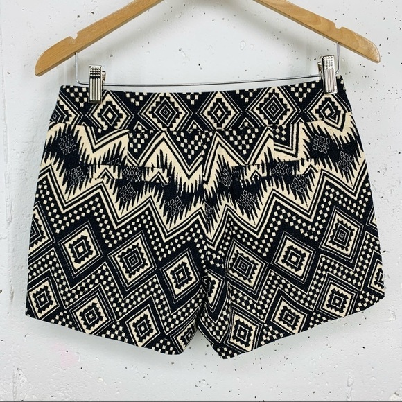 J.Crew Size 4 Black & Cream Chevron Ikat Print Shorts - Picture 5 of 9